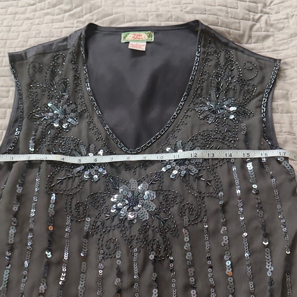 Flying Tomato Gray Sequin & Bead V-Neck Tunic Mini Dress - Picture 5 of 6